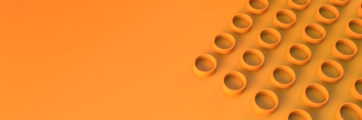 Abstract background with tubes on an orange background. Geometric structure. 3D visualization