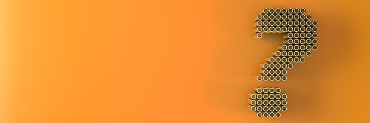 A question mark consisting of round geometric elements. Abstract orange background. 3d rendering