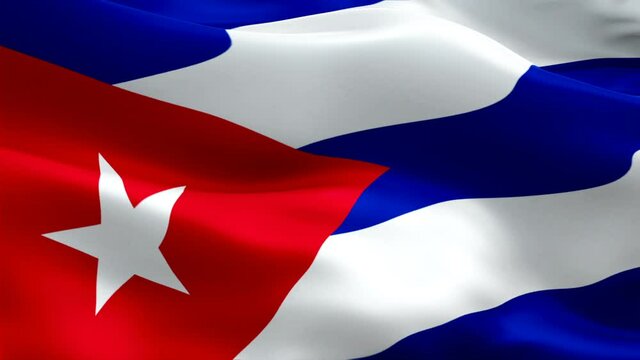 Cuban flag waving in wind video footage Full HD. Realistic Cuban Flag background. Cuba Flag Looping Closeup 1080p Full HD 1920X1080 footage. Cuba EU European country flags Full HD
