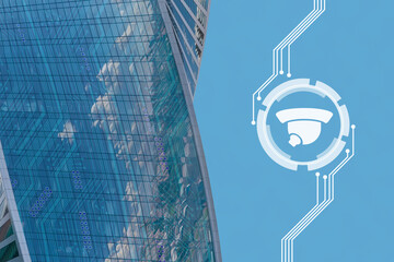 CCTV security in business buildings, video surveillance system concept