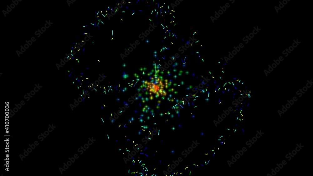 Poster isolated black background. abstract sparkler sparkles festively with bright glowing and flying stars