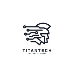 Tech Security Spartan Logo Design Template Flat Style Vector