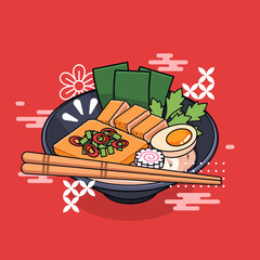 complete set japanese katsu ramen udon noodle