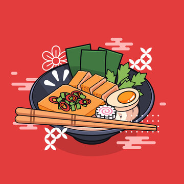 complete set japanese katsu ramen udon noodle