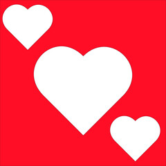 red hearts on white