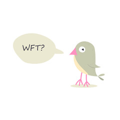 a small bird with thoughts in a bubble