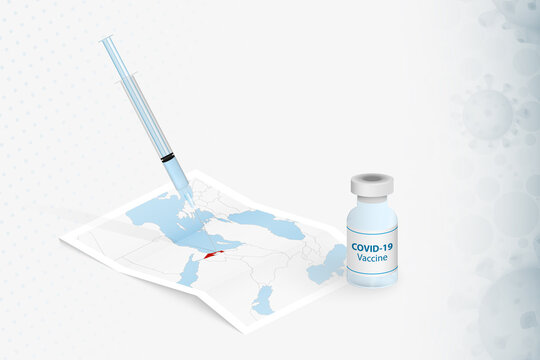 Israel Vaccination, Injection With COVID-19 Vaccine In Map Of Israel.