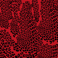 Vector Leopard pattern skin in red and black, Illuatration Animal print with abstract random dot for paper wrapping, scarfs, print and fabric background