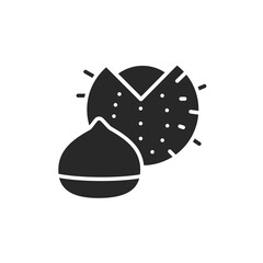 Chest nut black glyph icon. Isolated vector element. Outline pictogram for web page, mobile app, promo.