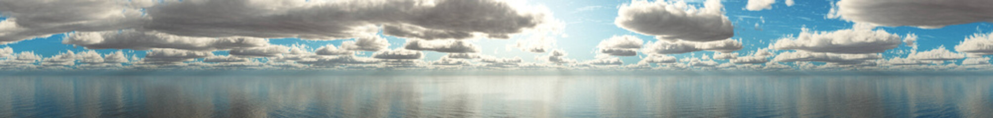Obraz premium Seascape, clouds and sea, ocean landscape, clouds and ocean, banner, 3d rendering