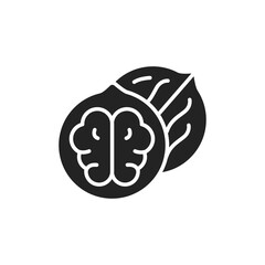Walnut black glyph icon. Isolated vector element. Outline pictogram for web page, mobile app, promo.