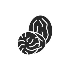 Nutmeg black glyph icon. Isolated vector element. Outline pictogram for web page, mobile app, promo