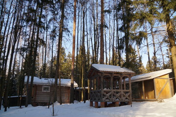 Fototapeta na wymiar house in the forest in winter