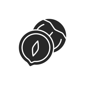 Nazel nut black glyph icon. Isolated vector element. Outline pictogram for web page, mobile app, promo.