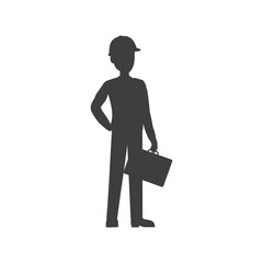 man architect in helmet holds a briefcase. happy engineer panning project construction industry concept professional occupation full length flat