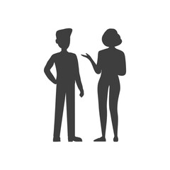 Man and woman chatting. Vector illustration in flat design with speech bubbles and place for text. Could be used for blogs, social media, advertising