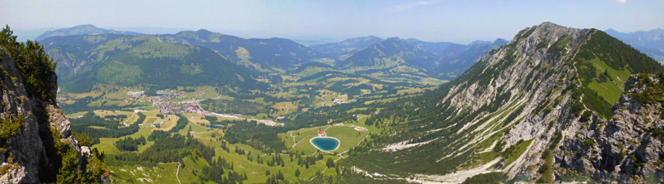 panorama View from iseler joch to the valley to oberjoch