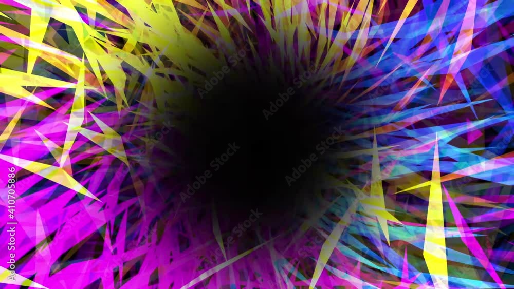 Poster tunnel background of colorful triangles - seamless loop