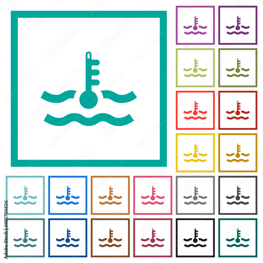 Poster critical temperature engine coolant flat color icons with quadrant frames