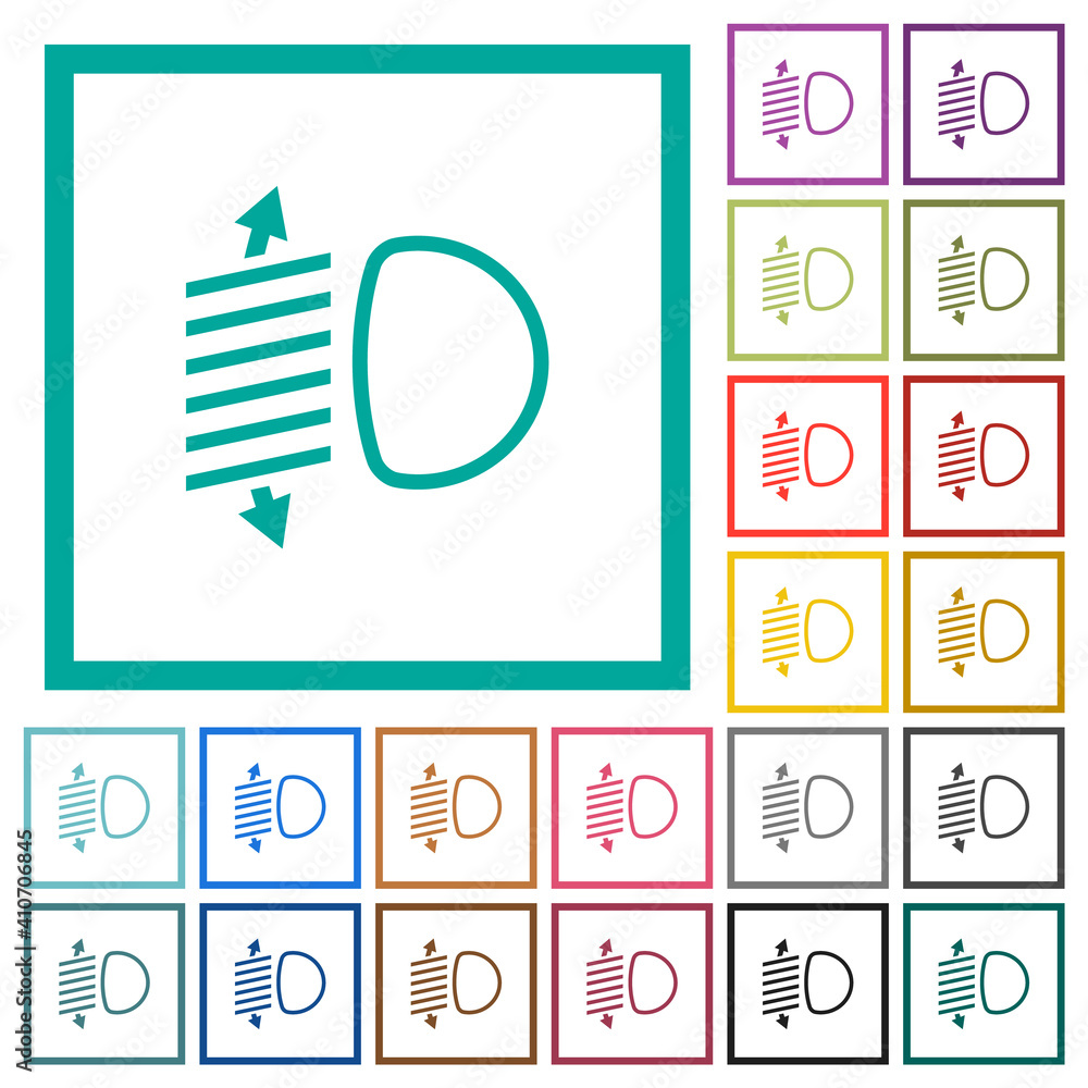 Poster headlight level adjustment flat color icons with quadrant frames