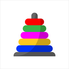 Pyramid Toy Icon, Kids Children Stackable Ring Toy