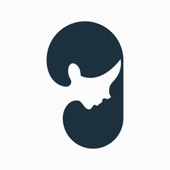 female face head side-view silhouette beauty skin care logo icon illustration design symbol hair