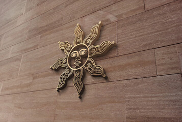 3d sun rays logo design concept