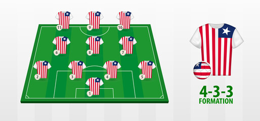 Obraz na płótnie Canvas Liberia National Football Team Formation on Football Field.