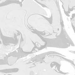 White marble ink texture on watercolor paper background. Marble gray stone image. Bath bomb effect. Psychedelic biomorphic art.