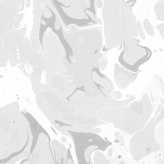 White marble ink texture on watercolor paper background. Marble gray stone image. Bath bomb effect. Psychedelic biomorphic art.