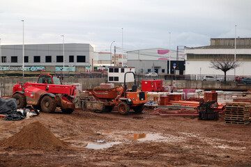 Work and construction machinery working, excavator, dumper, lifting platform