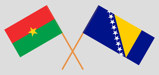 Crossed flags of Burkina Faso and Bosnia and Herzegovina
