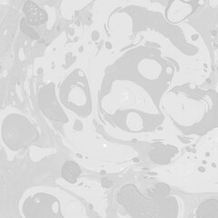 White marble ink texture on watercolor paper background. Marble gray stone image. Bath bomb effect. Psychedelic biomorphic art.