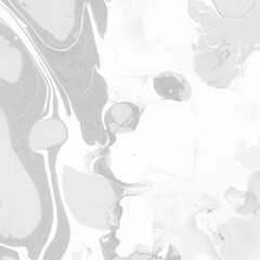 White marble ink texture on watercolor paper background. Marble gray stone image. Bath bomb effect. Psychedelic biomorphic art.
