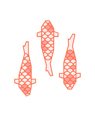 Japanese koi fish logo with scale pattern on white