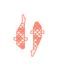 Japanese koi fish logo with scale pattern on white