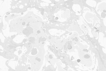 White marble ink texture on watercolor paper background. Marble gray stone image. Bath bomb effect. Psychedelic biomorphic art.
