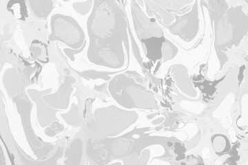White marble ink texture on watercolor paper background. Marble gray stone image. Bath bomb effect. Psychedelic biomorphic art.
