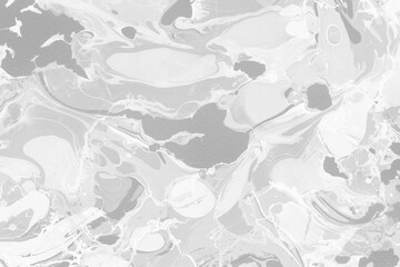 White marble ink texture on watercolor paper background. Marble gray stone image. Bath bomb effect. Psychedelic biomorphic art.
