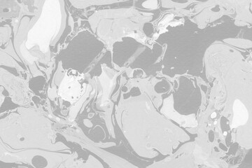 Fototapeta premium White marble ink texture on watercolor paper background. Marble gray stone image. Bath bomb effect. Psychedelic biomorphic art. 