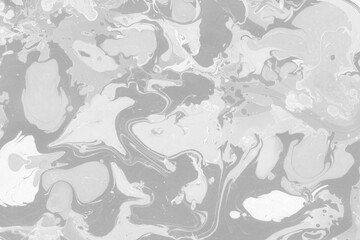 White marble ink texture on watercolor paper background. Marble gray stone image. Bath bomb effect. Psychedelic biomorphic art.

