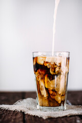 cold latte in a glass 