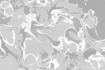 White marble ink texture on watercolor paper background. Marble gray stone image. Bath bomb effect. Psychedelic biomorphic art.
