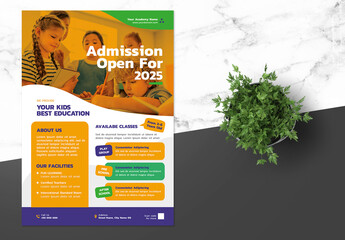 School Admission Flyer with Navy Blue Accent