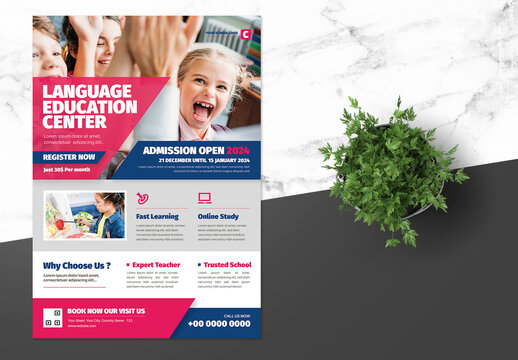School Admission Flyer with Green Accent