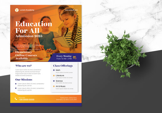 Online Kids Care Admission Flyer with Colorful Accent