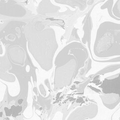 White marble ink texture on watercolor paper background. Marble gray stone image. Bath bomb effect. Psychedelic biomorphic art.