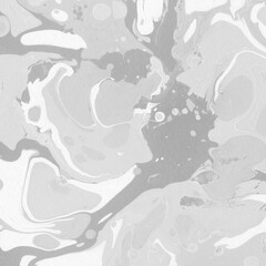 White marble ink texture on watercolor paper background. Marble gray stone image. Bath bomb effect. Psychedelic biomorphic art.