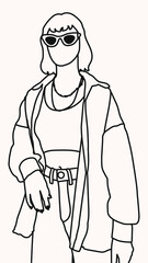 Abstract woman face in a modern trendy colors, minimalism art