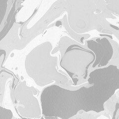 White marble ink texture on watercolor paper background. Marble gray stone image. Bath bomb effect. Psychedelic biomorphic art.